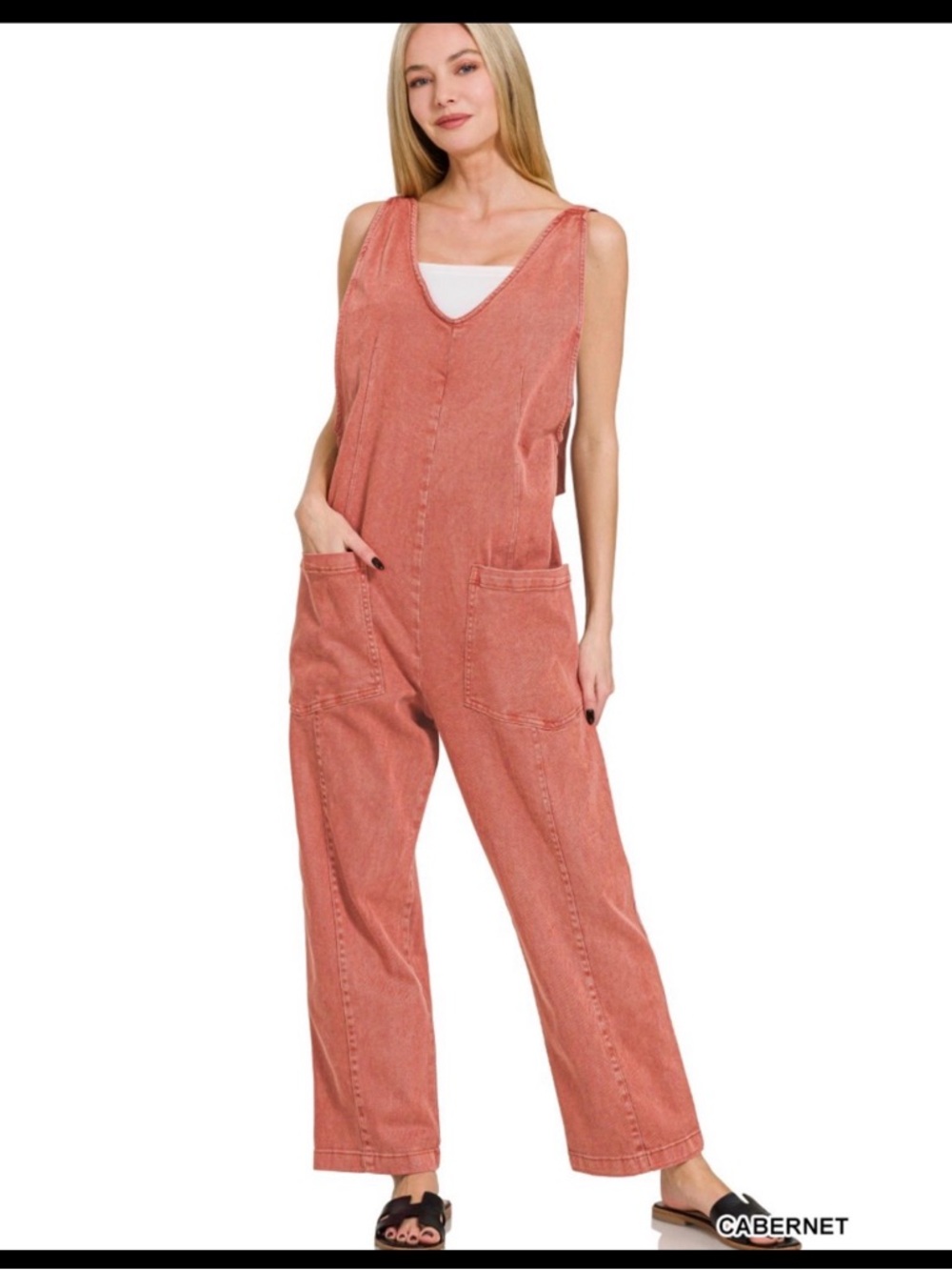 NWT Zenana Denim Cabernet Washed Rust Overalls